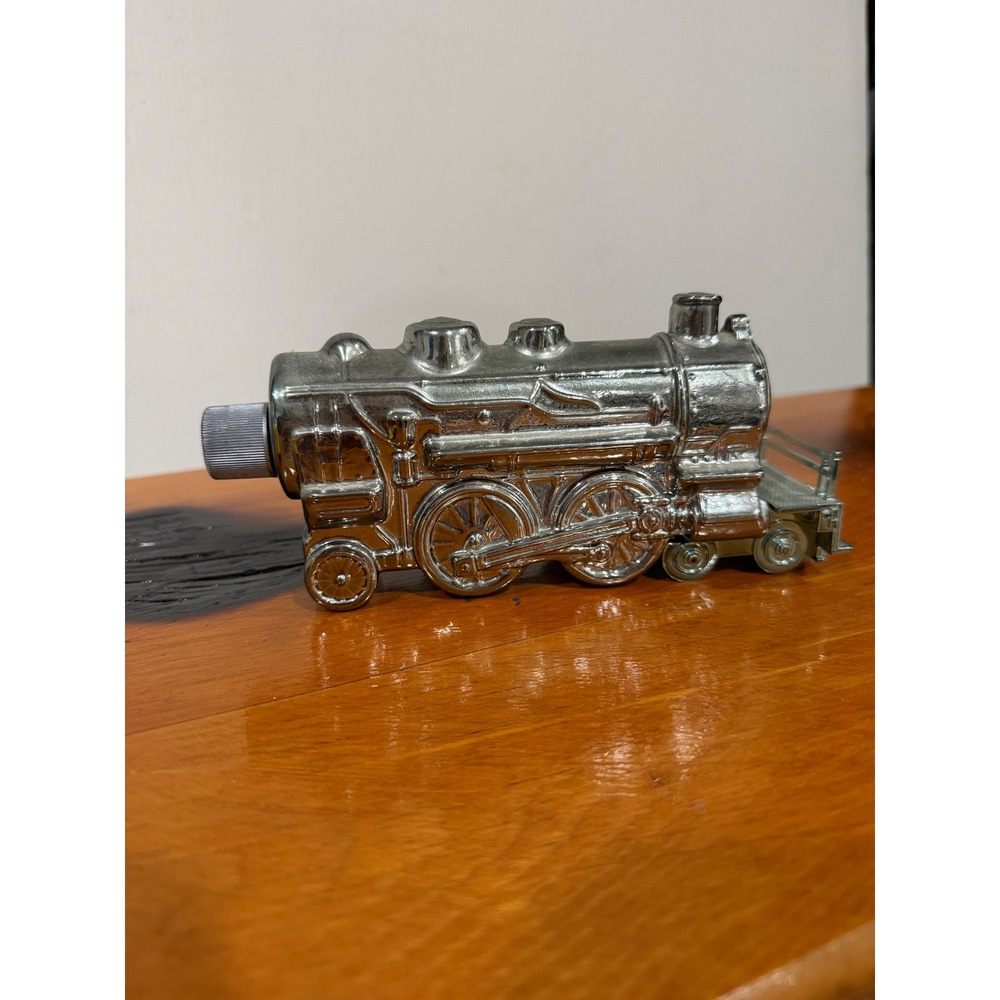 Vintage Avon Leather Cologne Steam Locomotive Train Engine Decanter 5oz Silver